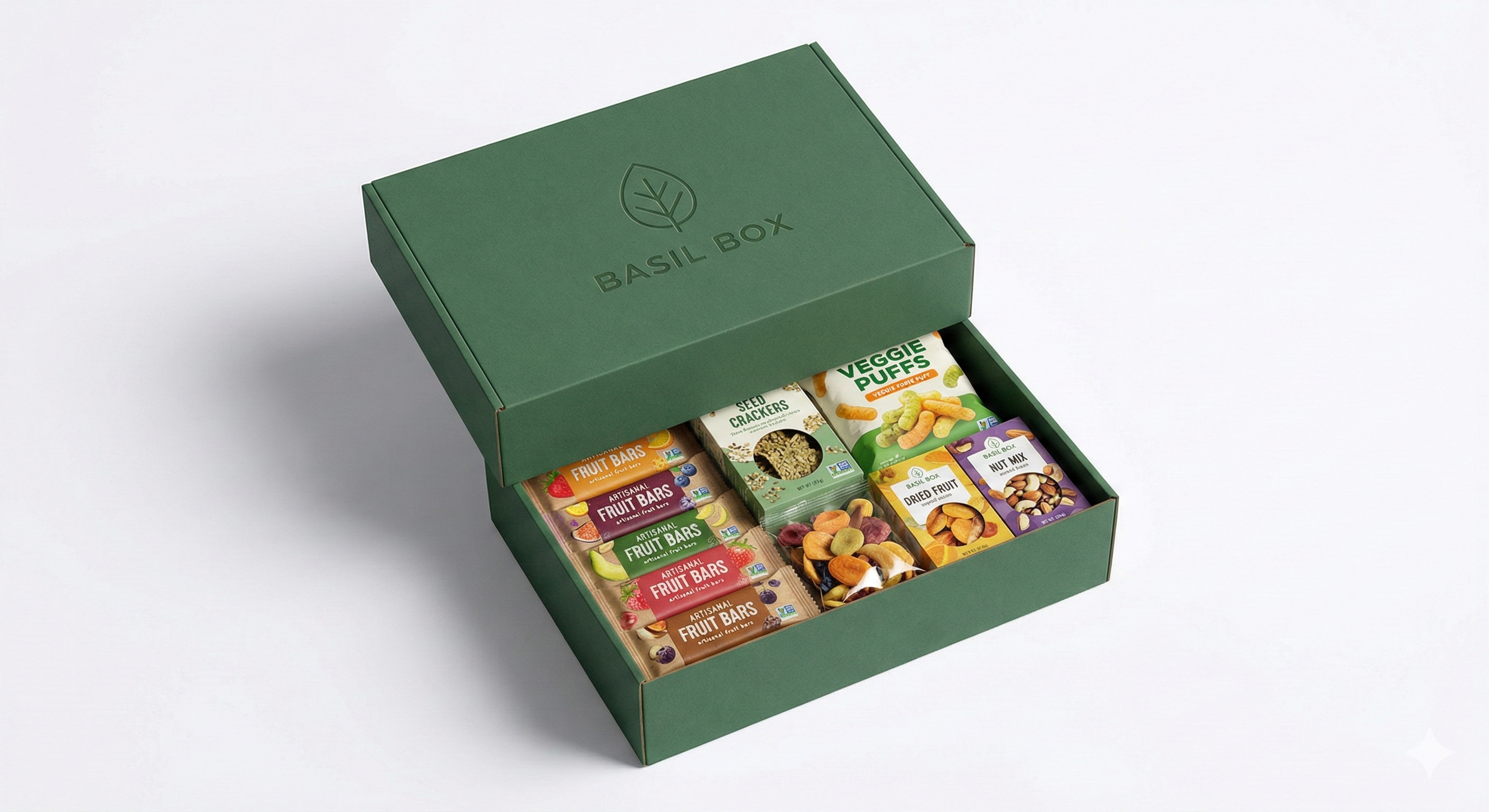 Basil Basket filled with healthy snacks